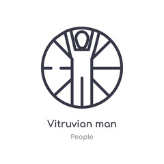 vitruvian man outline icon. isolated line vector illustration from people collection. editable thin stroke vitruvian man icon on white background