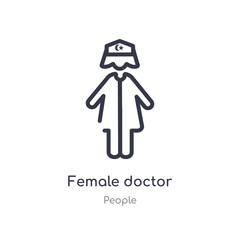 female doctor outline icon. isolated line vector illustration from people collection. editable thin stroke female doctor icon on white background