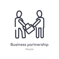 business partnership outline icon. isolated line vector illustration from people collection. editable thin stroke business partnership icon on white background