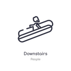 downstairs outline icon. isolated line vector illustration from people collection. editable thin stroke downstairs icon on white background