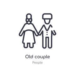 old couple outline icon. isolated line vector illustration from people collection. editable thin stroke old couple icon on white background