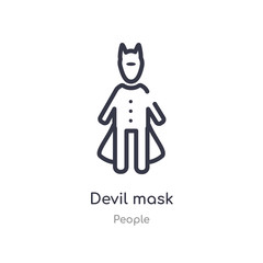 devil mask outline icon. isolated line vector illustration from people collection. editable thin stroke devil mask icon on white background