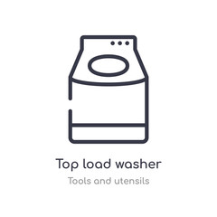 top load washer outline icon. isolated line vector illustration from tools and utensils collection. editable thin stroke top load washer icon on white background