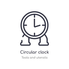 circular clock outline icon. isolated line vector illustration from tools and utensils collection. editable thin stroke circular clock icon on white background
