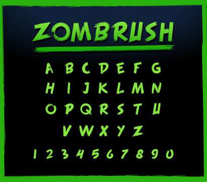 zoombrush green font. Vector Typography