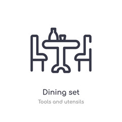dining set outline icon. isolated line vector illustration from tools and utensils collection. editable thin stroke dining set icon on white background