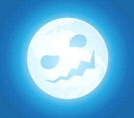 The Halloween Moon smirk. Isolated Vector Illustration