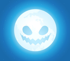 The Halloween Moon with scary face