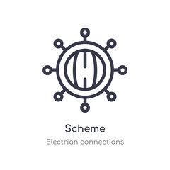 Obraz premium scheme outline icon. isolated line vector illustration from electrian connections collection. editable thin stroke scheme icon on white background