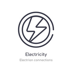 electricity outline icon. isolated line vector illustration from electrian connections collection. editable thin stroke electricity icon on white background
