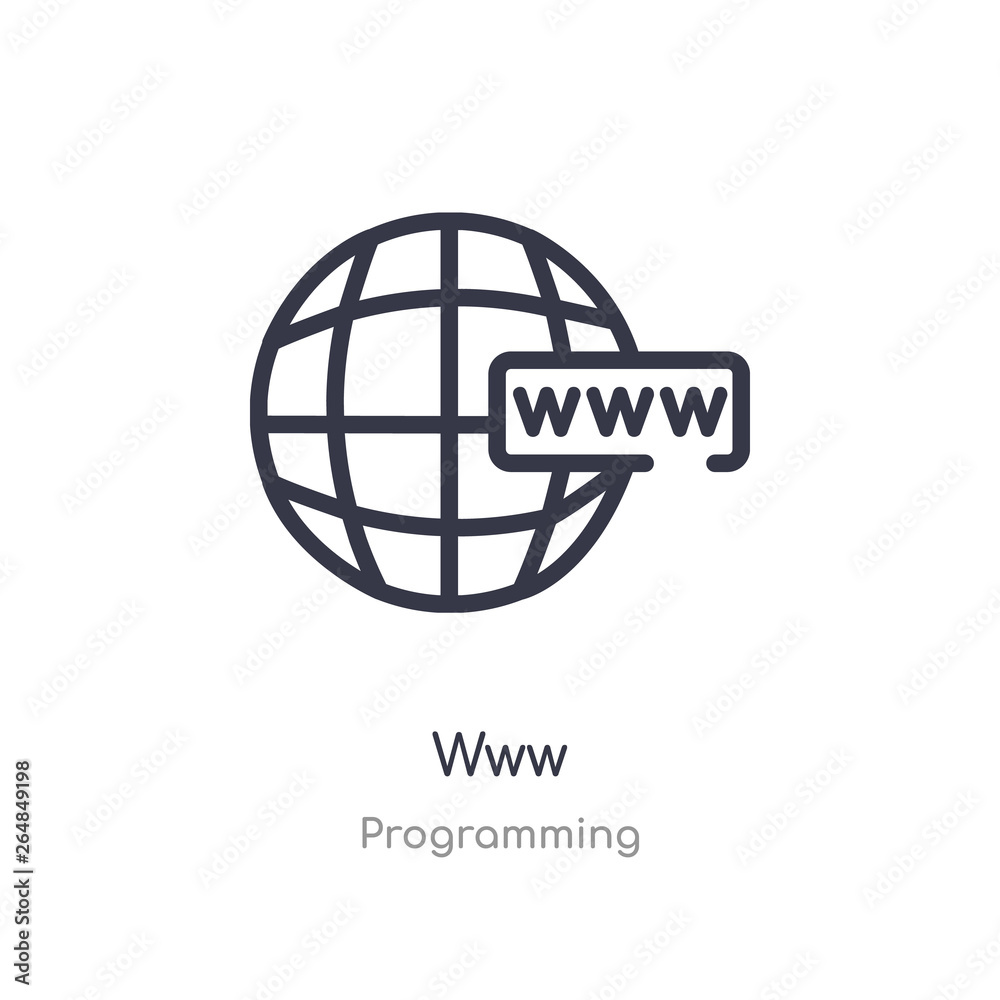 Poster www outline icon. isolated line vector illustration from programming collection. editable thin strok