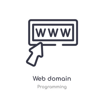 web domain outline icon. isolated line vector illustration from programming collection. editable thin stroke web domain icon on white background