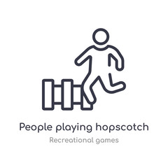 people playing hopscotch outline icon. isolated line vector illustration from recreational games collection. editable thin stroke people playing hopscotch icon on white background