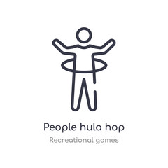 people hula hop outline icon. isolated line vector illustration from recreational games collection. editable thin stroke people hula hop icon on white background