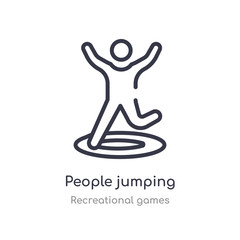 people jumping outline icon. isolated line vector illustration from recreational games collection. editable thin stroke people jumping icon on white background