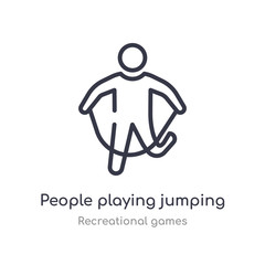 people playing jumping rope outline icon. isolated line vector illustration from recreational games collection. editable thin stroke people playing jumping rope icon on white background