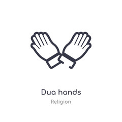 dua hands outline icon. isolated line vector illustration from religion collection. editable thin stroke dua hands icon on white background