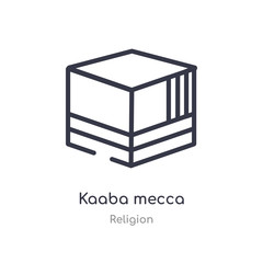 kaaba mecca outline icon. isolated line vector illustration from religion collection. editable thin stroke kaaba mecca icon on white background
