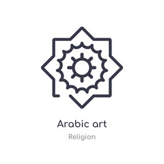 arabic art outline icon. isolated line vector illustration from religion collection. editable thin stroke arabic art icon on white background