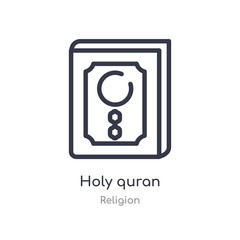 holy quran outline icon. isolated line vector illustration from religion collection. editable thin stroke holy quran icon on white background