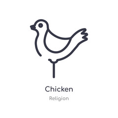 chicken outline icon. isolated line vector illustration from religion collection. editable thin stroke chicken icon on white background