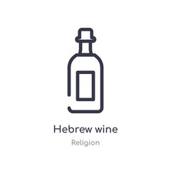 hebrew wine outline icon. isolated line vector illustration from religion collection. editable thin stroke hebrew wine icon on white background