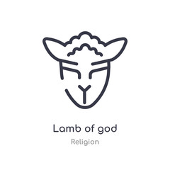lamb of god outline icon. isolated line vector illustration from religion collection. editable thin stroke lamb of god icon on white background