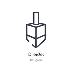 dreidel outline icon. isolated line vector illustration from religion collection. editable thin stroke dreidel icon on white background