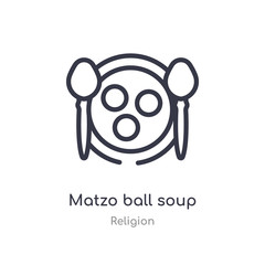 Obraz premium matzo ball soup outline icon. isolated line vector illustration from religion collection. editable thin stroke matzo ball soup icon on white background