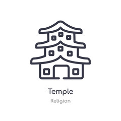temple outline icon. isolated line vector illustration from religion collection. editable thin stroke temple icon on white background