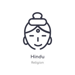 hindu outline icon. isolated line vector illustration from religion collection. editable thin stroke hindu icon on white background