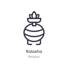 kalasha outline icon. isolated line vector illustration from religion collection. editable thin stroke kalasha icon on white background