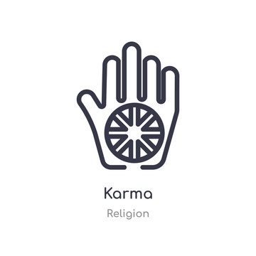 karma outline icon. isolated line vector illustration from religion collection. editable thin stroke karma icon on white background