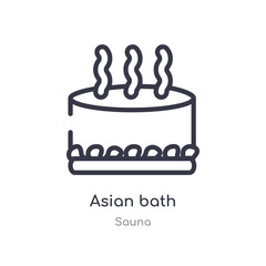 asian bath outline icon. isolated line vector illustration from sauna collection. editable thin stroke asian bath icon on white background