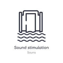 sound stimulation outline icon. isolated line vector illustration from sauna collection. editable thin stroke sound stimulation icon on white background