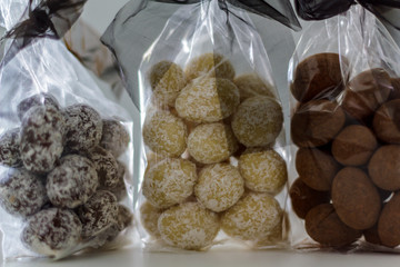 Bags with chocolate eggs