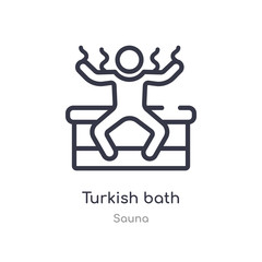 turkish bath outline icon. isolated line vector illustration from sauna collection. editable thin stroke turkish bath icon on white background