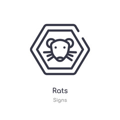 rats outline icon. isolated line vector illustration from signs collection. editable thin stroke rats icon on white background