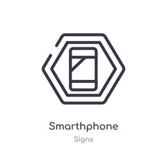 smarthphone outline icon. isolated line vector illustration from signs collection. editable thin stroke smarthphone icon on white background
