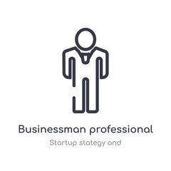 businessman professional outline icon. isolated line vector illustration from startup stategy and collection. editable thin stroke businessman professional icon on white background