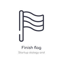 finish flag outline icon. isolated line vector illustration from startup stategy and collection. editable thin stroke finish flag icon on white background
