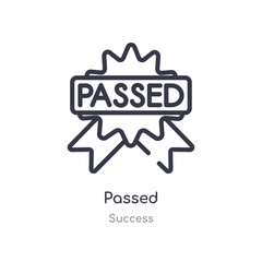 passed outline icon. isolated line vector illustration from success collection. editable thin stroke passed icon on white background