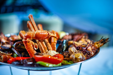 Beautifuly assorted seafood crab and vegetables mix