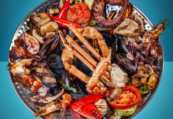 Beautifuly assorted seafood crab and vegetables mix