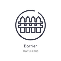 barrier outline icon. isolated line vector illustration from traffic signs collection. editable thin stroke barrier icon on white background