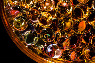 Colorful marbles reflecting light