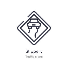 slippery outline icon. isolated line vector illustration from traffic signs collection. editable thin stroke slippery icon on white background