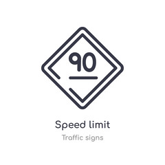 speed limit outline icon. isolated line vector illustration from traffic signs collection. editable thin stroke speed limit icon on white background