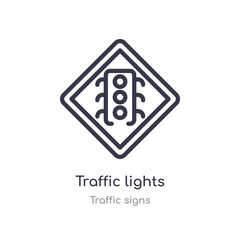 traffic lights outline icon. isolated line vector illustration from traffic signs collection. editable thin stroke traffic lights icon on white background