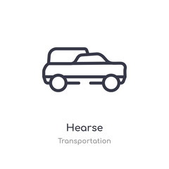 hearse outline icon. isolated line vector illustration from transportation collection. editable thin stroke hearse icon on white background